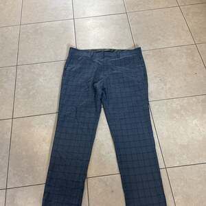 Kenneth cole Men's Blue Plaid Dress Pants, Flat Front Slim Fit Suit Trousers